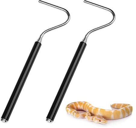 Lezevn 2 pezzi estensibile in acciaio inox serpente gancio retrattile rettile gancio catcher controllo gancio mobile bastone per la cattura movimentazione piccolo serpente