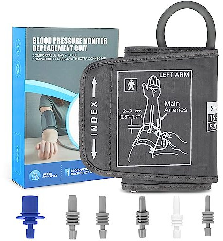 AQESO 5.9-9.5 Small Blood Pressure Cuff Arm - BP Replacement Cuff for Individuals with Thin Tiny Upper Arms, 6 Size Connectors Compatible with Omron and Other Brands, Workable with Your Own Adapter