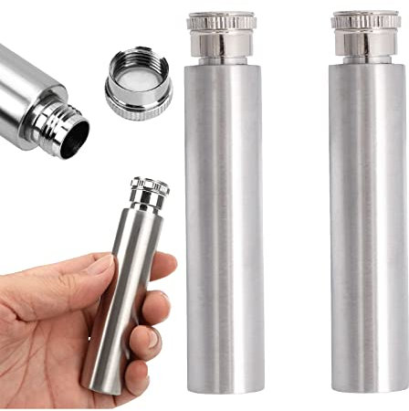 2PCS Stainless Steel Tube Hip Flask,1 Oz Hidden Flasks for Liquor for Men, Multifunctton Pocket Mini Small Pocket Flask,Cigar Shaped Pocket Drinking Tubular Bottle