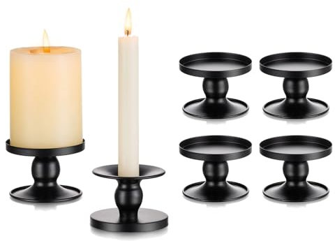 Romadedi Kerzenständer Stabkerzen Schwarz Metall - 6er Set Kerzenhalter Stabkerze Stumpenkerzen Vintage Morden Deko für Hochzeit Tischdeko Weihnachten Wohnzimmer Adventskranz