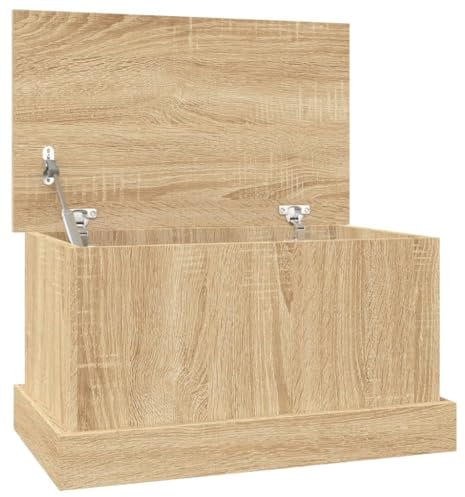vidaXL Boîte de Rangement, Coffre à Outils avec Couvercle, Bac de Rangement, Organisateur de Salon Chambre, Moderne, Chêne Sonoma Bois d'Ingénierie