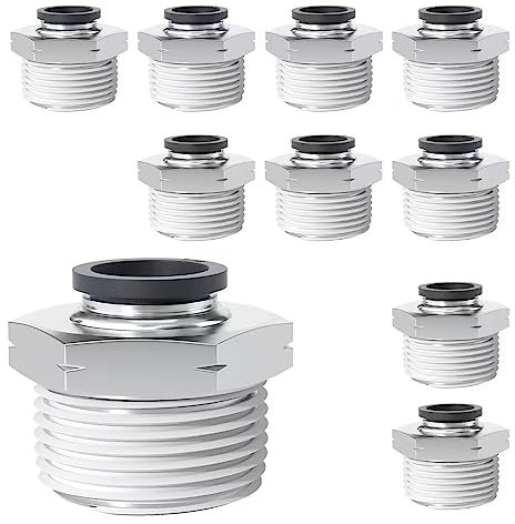 AIRZOE Push to Connect Fittings 1/4 Tube OD x 3/8 NPT Thread,Push in Joint Pneumatic Connector Quick Fittings,PC 1/4”-N03(10 PCS)