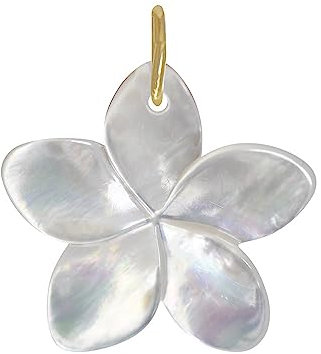 LES POULETTES BIJOUX - Pendentif Plaqué Or Fleur de Frangipanier en Nacre - Blanc
