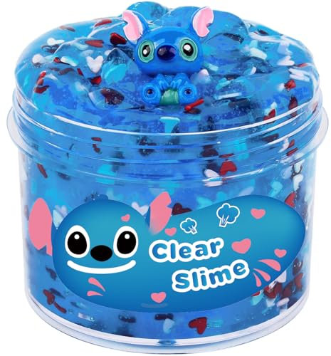 Blue Clear Slime 7OZ Premade Crystal Putty Crunchy Clear Slime Stress Relief Toys for Kids Party Favors Birthday Christmas Toys for Girls Boys