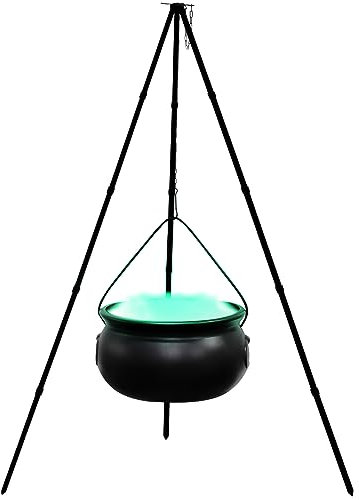 Halloween Dekorationen Großer Hexenkessel auf Stativ mit Lichtern Dekokessel für Süßigkeiten Halloween Party Dekoration,Schwarz Kunststoff Schüssel Dekor Süßigkeiten Eimer Draußen Dekoration (130 cm)