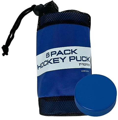 TronX Youth Mite - Dischi da hockey su ghiaccio per bambini, peso 113,4 g, leggero, con borsa in rete, ideale per maneggiare bastoni e esercitazioni (blu, confezione da 6)