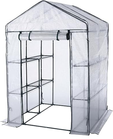 HI Gewächshaus mit 8 Ablagen 140x140x200 cm Transparent