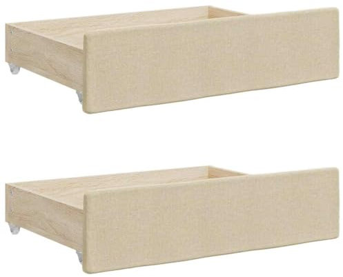 vidaXL Cassetti da Letto 2pz Crema in Legno Multistrato e Tessuto, cassettone da Letto, cassetto Contenitore, Accessorio Camera da Letto