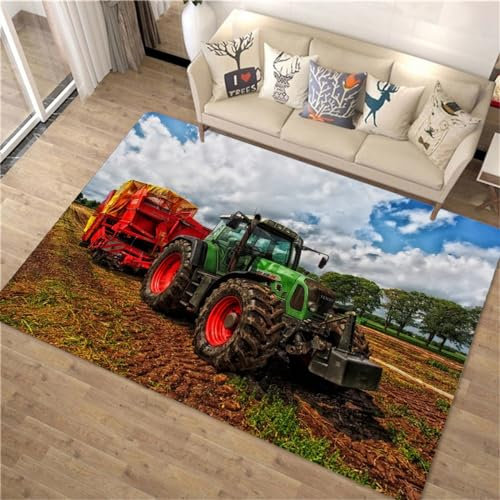 Große Teppiche,Landwirtschaftliche Bauernhof Traktor Teppiche, Teenager Spielmatten, Rustikale Teppich Läufer,Für Wohnzimmer Kinderzimmer Arbeitszimmer Spielzimmer Bodenteppiche (Colour 2,120x160cm)
