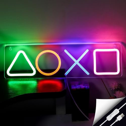 Letrero de neón para gamers, letreros de neón LED para gaming con USB/interruptor, letrero de con decoración gráfica, lámpara de decoración para salas de juegos para gamers (juego)