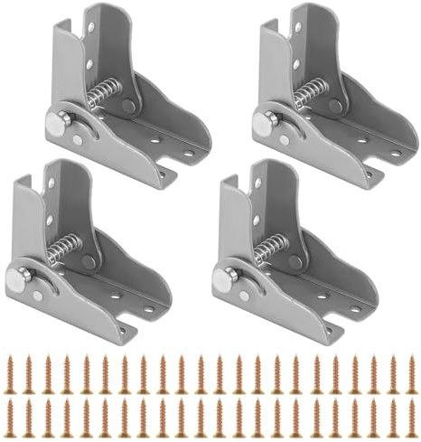 4 Piezas 90°Bisagras Abatibles Herrajes para Mesas Plegables Patas Plegables con 44 Tornillos para Mesas y Camas de Madera