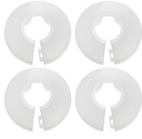 Yocimango Flanschabdeckung, 1,27 cm Außendurchmesser, Dekoration, 16 mm, weiße Rohrabdeckung, Heizkörper für Wasserleitung, Wanddekoration, Lochabdeckung, 4 Stück