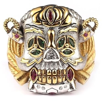 FULISONG Glücksring aus reinem Silber, Der Ring von Sylvester Stallone in The Expendables 3, Silberner Totenkopfring, Personalisierte Herrenaccessoires(10)