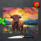 Highland Series Glass Chopping Board, Unique Artist Designed Glass Chopping Boards for Kitchens, Textured Surface, Non Slip, Heat Resistant Cutting Board (Highland Cow, Large 39x29cm)