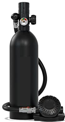 IIGEN Tauchflasche 1L Notfall-Ersatztauch-Atemschutzmasken-Set, Sauerstoffflasche, Einfach Und Tragbar Ultrahohe Stabilität(Noir)