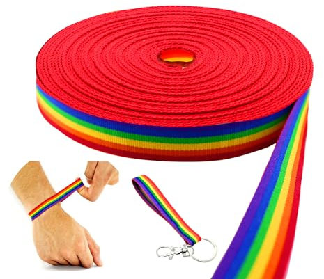 Cinta Elástica Bandera Arcoiris LGTB 1.5 cm Para Pulseras Orgullo y Manualidades 23 metros (25 Yardas Arcoiris 1,5 cm)