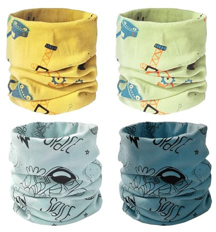 4 Stück Kinder Schals Baby Jungen Mädchen Schlauchschal Baumwolle O Ring Neck Warmer Loop Schals Halstuch Nackenwärmer Winddicht Halstücher Multifunktionstuch für Winter, Frühling, Herbst (4 Farbe)