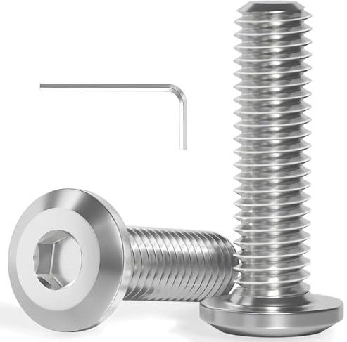 30 Stück M6x12 Schrauben, Flachkopfschrauben, Edelstahl A2 V2A, Innensechskant, Vollgewinde, mit Innensechskantschlussel
