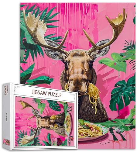 Tiere Essen Bilder Jigsaw Puzzles für Erwachsene,1000 Stück,Essen leckere Nudeln und Trinken Rotwein Puzzle,Geburtstagsgeschenke,Multicolor DIY Puzzles für Familie Dekor,Perfekte Spiele Abende
