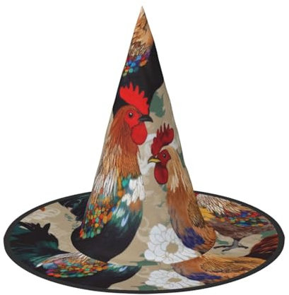 ESASAM Hahn- und Huhn-Druck, Halloween-Hut, lustige Feiertags-Kopfbedeckung für gruselige Jahreszeiten