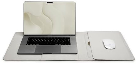 KonMari | Orbitkey Hybrid Laptop Sleeve 14 – Leather-Free Protective Case with Built-In Mouse Pad, Slim Magnetic Closure, Minimalist Workstation Cover for Travel, Office & Everyday Carry - Stone