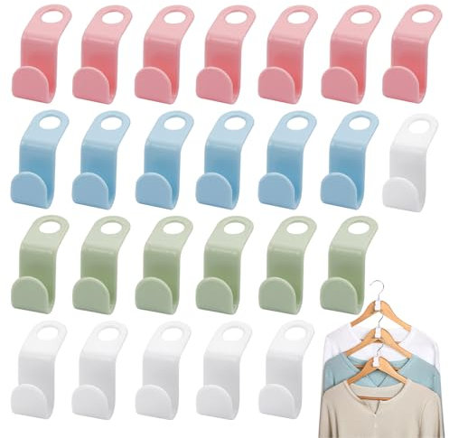 100 Stück Kleiderbügel Verbindungshaken Kunststoffe Platzsparende Kleiderbügel Haken Kleiderbügel Organizer Vier Farben Verbindungshaken Kleiderbügel für Mehr Nutzbaren Platz Im Kleiderschrank