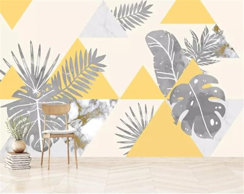 Tzxztt Marbre Géométrique Noir Et Blanc à Feuilles Végétales Papier Peint 3d Moderne En Soie GaufréE MatéRiau IdéAl Pour Le Salon Et La Chambre à Coucher-250cm×170cm