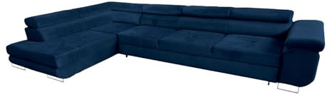 COMFORTINO FURNITURE Ecksofa mit Schlaffunktion PASTI XL L-Form, Sofa Couch mit Bettkasten, Couch Eckcouch, Schlafsofa für Wohnzimmer, Big Sofa Couch mit Schlaffunktion, Sofa (Blau, Ottomane Links)