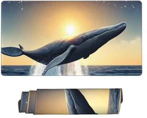 Groß Mauspad 100x50cm, Waterproof Gaming Mouse Pad Whale Mousepad, Mouse Pad XXL, Non-Slip Rubber Base, Soft Smooth Surface Extended Keyboard Desk Mat for Office Dekoration, Geschenke for Women B-567