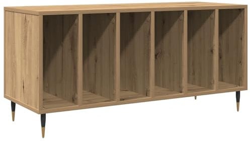 vidaXL Media Storage Rack - Modern Wooden Lowboard/TV Cabinet with 5 Compartments - Indoor Living Room Display Unit