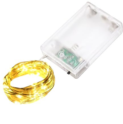 LQWELL Guirnalda de luces LED de 10 m y 100 LED, mini luces a pilas, impermeable, de alambre de cobre, blanco cálido, 2 modos para Navidad, bodas, festivales, fiestas y decoración del hogar