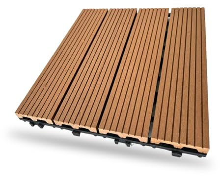 Arquiservi - Losetas Composite / 1 Caja 11UDS (0,99M2) / 30x30x2cm Acabado: Capuccino - Resistente al Agua y Antideslizante - Ideal para Terraza y Jardín