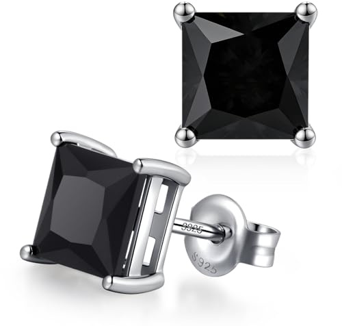ZDaoBen Boucles d'oreilles à Tige Zirconium Argent Sterling 925 Imitation Diamant Hypoallergéniques Rondes Carrées Cartilage Bijoux de Piercing Cadeaux pour Femmes Hommes 4-8 mm