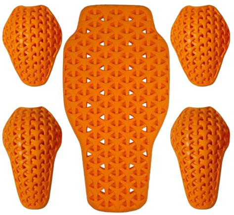 5 Paquet Protections Moto Certifiées Unisexe Adulte, 1xProtection Dorsale(CE-1) 2xProtection d'épaule (CE-2) et 2xProtection de Coude (CE-2), Amovibles Inserts Absorption des Chocs pour Blousons Moto