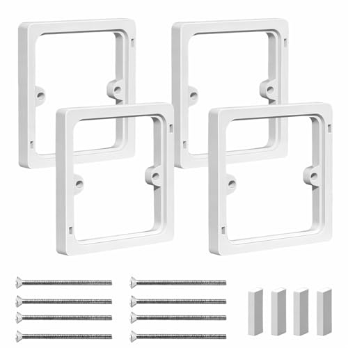 4-Pack Single Socket Spacer Rings, Heat Resistant Light Switch Spacer Heightening Rings, Plug Switch Spacer for Flush Wall Installation, White(86x86x10mm)
