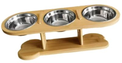 MFMEXUL Distributeurs de Nourriture et d'eau surélevés et Ergonomiques pour Chats et Chiots, avec 3 Bols en Acier Inoxydable.