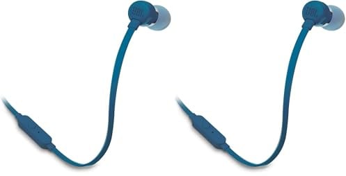 JBL T110 Intra-Auricolari con Comando e Microfono Universale, Blu (Confezione da 2)