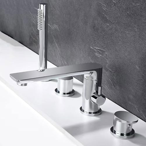ZYCDP Robinet Baignoire 4 Trous Rotatif À 360 ° Mitigeur Baignoire eau Chaude eau Froide Chromé