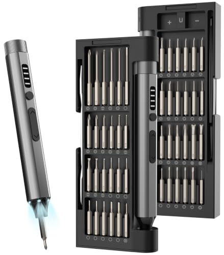 Olubfdh Präzisionsschraubendreher elektrisch, 48 S2-Bits, 4 Drehmomente | USB-C, 0,05–0,35 N·m, manuell bis 5 N·m für Lösen/Festziehen, 360° LED, magnetisch, Torx/Pentalobe, Laptop/Smartphone/Uhr