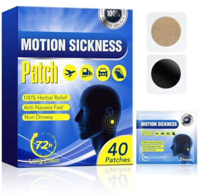 Zeayebsr 40 Stück Motion Sickness Pflaster, Reisetabletten,Reiseübelkeit Seekrankheit Pflaster Pflaster gegen Reisekrankheit für Auto Boot Flugzeug Reise Langzeitwirkung, Stil A