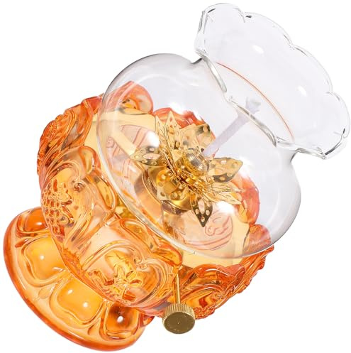 OHPHCALL Retro Petroleumlampe aus Glas und Kupfer Kleine Öllampe in Gold für Innenraumdekoration und Tischdekoration im Vintage Stil