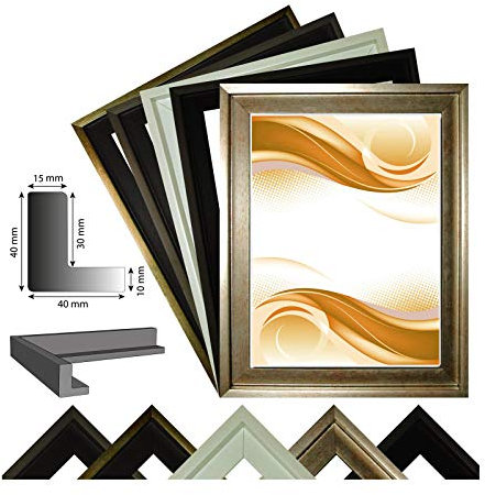 Schattenfugenrahmen Singapur für Leinwand,- Keilrahmenbilder, Gold- Schwarz, 60x90 cm