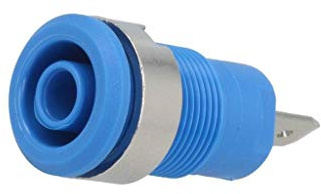 49.7044-23 Buchse 4mm Bananen 24A 1kV Öffng: Ø12,2mm blau vernickelt STÄUBLI