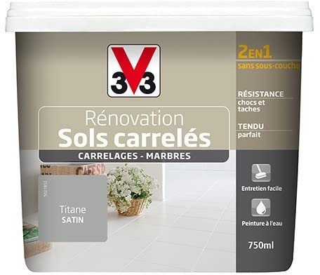 peinture rénovation sols carrelés titane satiné 0.75 l - V33