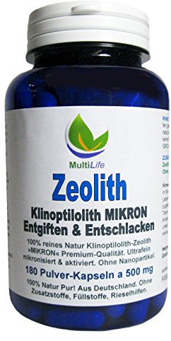 Zeolith Klinoptilolith MIKRON 180 Pulver Kapseln a 500 mg. Ohne Nanopartikel ultrafein mikronisiert & aktiviert. Natur Pur aus Deutschland - OHNE Zusatzstoffe. 26147