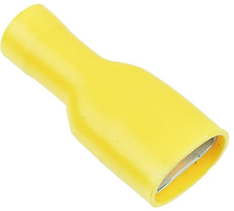 100 x Yellow 9.5mm Insulated Female Spade Crimp Connector 10-12 AWG (Pack of 100)