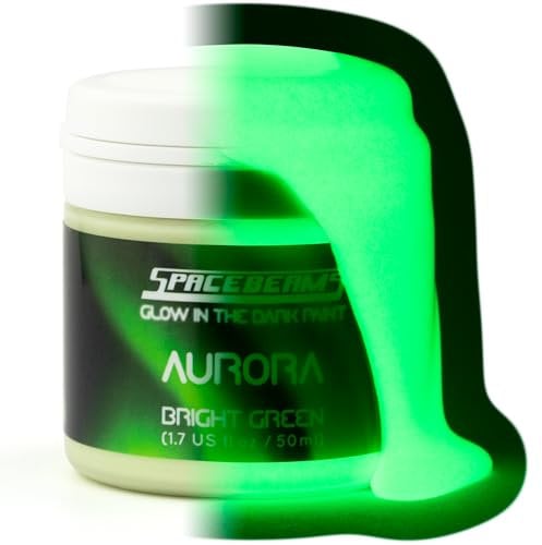 SpaceBeams Pintura Aurora que Brilla en la Oscuridad (50 ml) Brillo verde brillante, No es Tóxico, Composición a Base de Agua