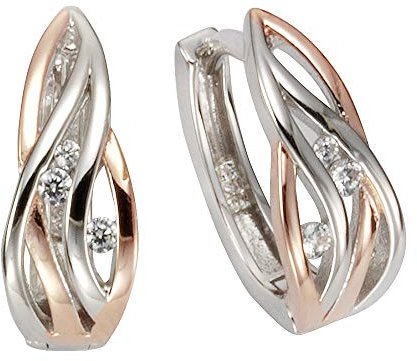 Zeeme Silber Damen Ohrringe 925/- Sterling Silber 1,4cm Glänzend Zirkonia rot 025210033