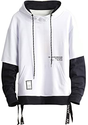 GURUNVANI Kontrastfarbe Pullover Hoodie Herren Patchwork Hoodies Männer | Unisex-inspirierte Passform, Streetwear-Stil, mittelschwerer Stoff, Kapuze mit Kordelzug, Kängurutasche
