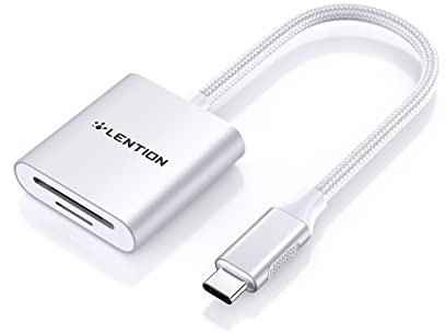 LENTION USB C to SD/Micro SD Card Reader, Type C SD 3.0 Card Adapter Compatible 2023-2016 MacBook Pro 13/15/16, New Mac Air/iPad Pro/Surface, Samsung S20/S10/S9/S8/Plus/Note, More (C8, Silver)